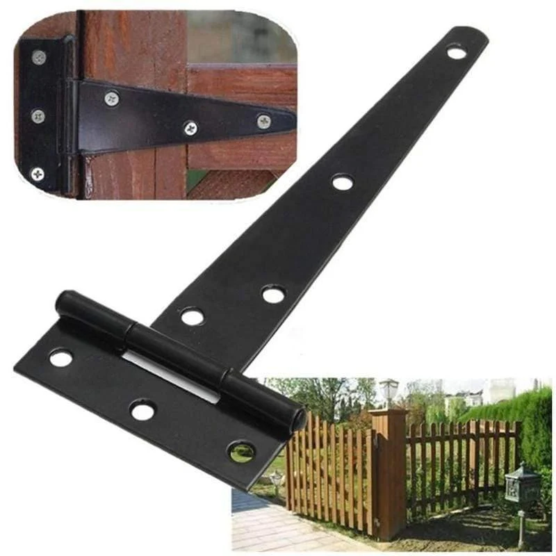 1 STÜCK T-förmiger Türschuppen Garten-Holztor-Scharnier für 4/6/8/10 / Türbeschläge Zubehör Schwarzes Eisen-T-Stück Klappbar