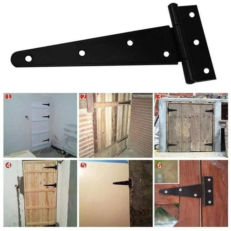 1 STÜCK T-förmiger Türschuppen Garten-Holztor-Scharnier für 4/6/8/10 / Türbeschläge Zubehör Schwarzes Eisen-T-Stück Klappbar