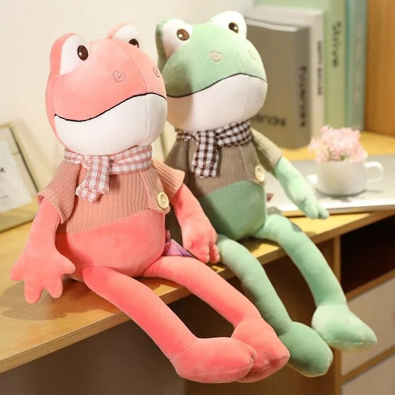Kawii 38cm-90cm Lustiger Frosch mit langen Beinen und Schal Plüschtiere Weich Gefüllte Cartoon Tiere Puppe Kinder Begleiten Jungen Beste Geschenke