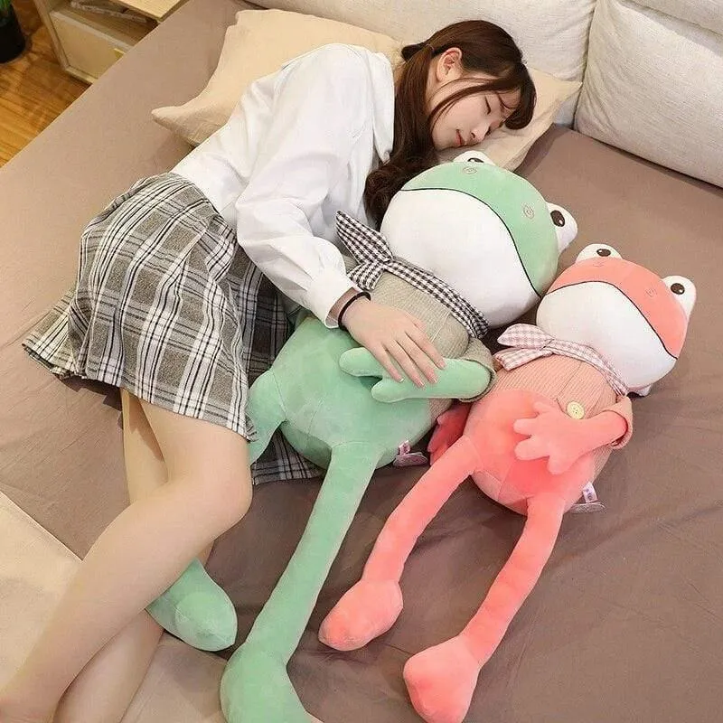 Kawii 38cm-90cm Lustiger Frosch mit langen Beinen und Schal Plüschtiere Weich Gefüllte Cartoon Tiere Puppe Kinder Begleiten Jungen Beste Geschenke