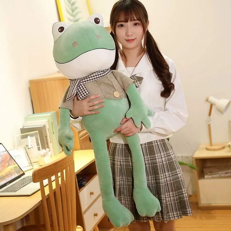 Kawii 38cm-90cm Lustiger Frosch mit langen Beinen und Schal Plüschtiere Weich Gefüllte Cartoon Tiere Puppe Kinder Begleiten Jungen Beste Geschenke