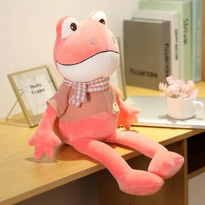 Kawii 38cm-90cm Lustiger Frosch mit langen Beinen und Schal Plüschtiere Weich Gefüllte Cartoon Tiere Puppe Kinder Begleiten Jungen Beste Geschenke