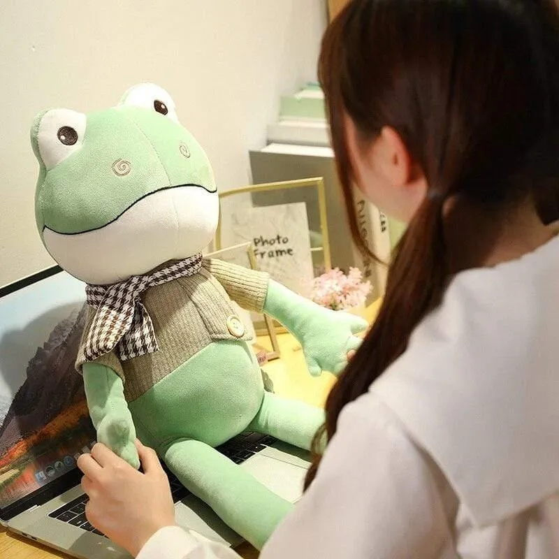 Kawii 38cm-90cm Lustiger Frosch mit langen Beinen und Schal Plüschtiere Weich Gefüllte Cartoon Tiere Puppe Kinder Begleiten Jungen Beste Geschenke