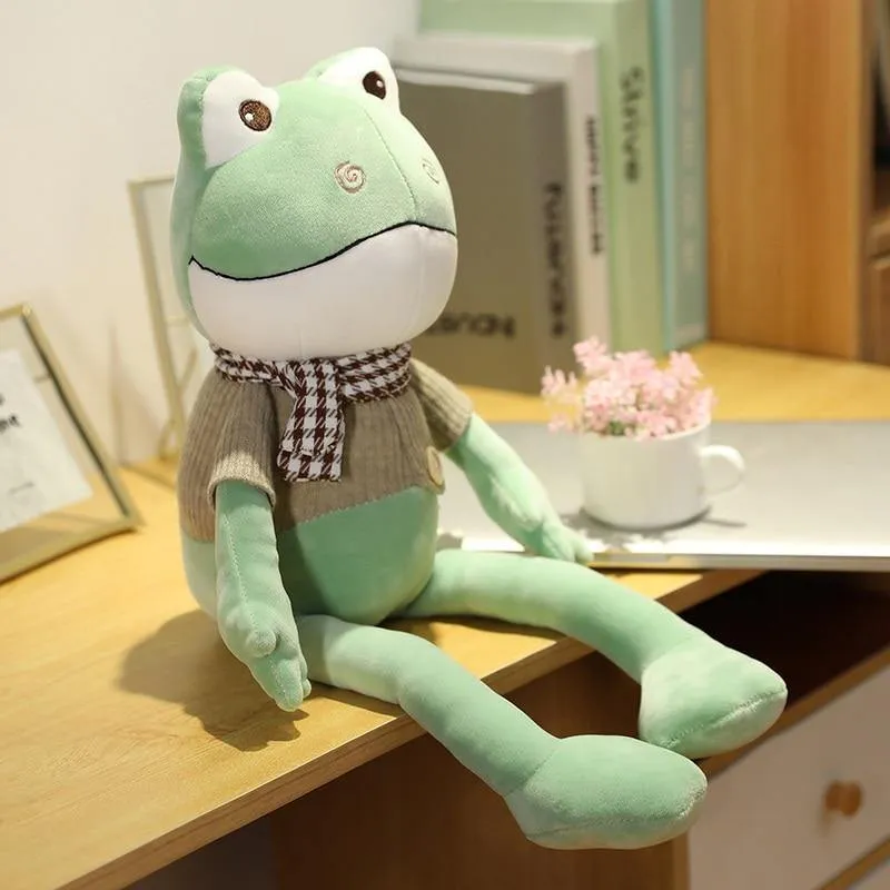 Kawii 38cm-90cm Lustiger Frosch mit langen Beinen und Schal Plüschtiere Weich Gefüllte Cartoon Tiere Puppe Kinder Begleiten Jungen Beste Geschenke