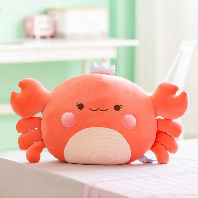Weiches Krabben-Lesekissen 55cm Tierplüschspielzeug Mädchenjunge Kreatives Kuscheltierkissen Schlafpuppen für Kindergeburtstagsgeschenk