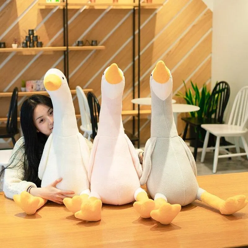 New Huaggble Big Plüsch White Duck Toy Giant Größe Pink Duck Sky Long Neck Gans Lebensechte Tierpuppe Spielzeug für Kinder Geburtstagsgeschenk