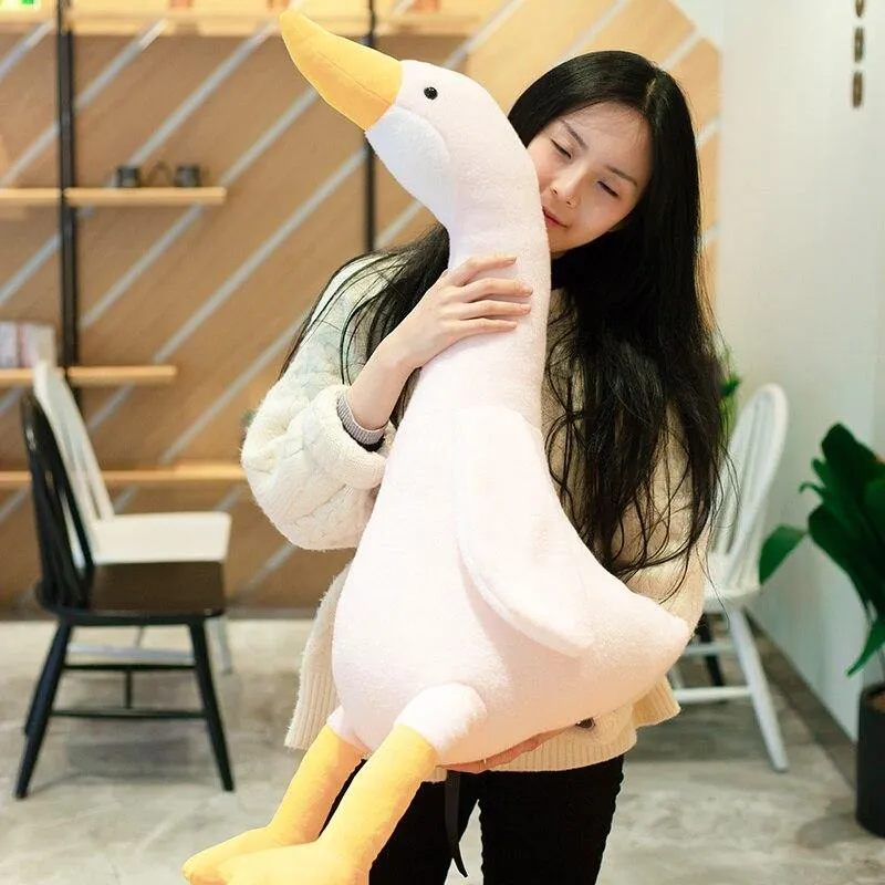 New Huaggble Big Plüsch White Duck Toy Giant Größe Pink Duck Sky Long Neck Gans Lebensechte Tierpuppe Spielzeug für Kinder Geburtstagsgeschenk