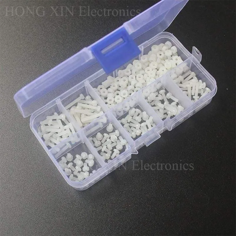 280PCS / Set Metric M2.5 Sortiment Nylonschrauben Schraubenmuttern Befestigungselement Weiß Kunststoff Nylon Schraubenmutter Set 7 Größen HEISS