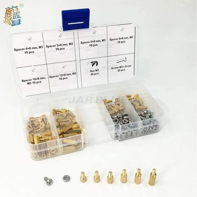 180 Stück / Satz M2 * L + 3 mm M2.5 / M3 * L + 6 mm Sechskantmutter Abstand Schraube Messing Gewindesäule Leiterplatte Motherboard Abstandshalter-Abstandshalter-Kit