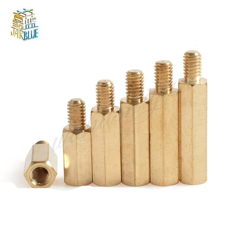 30Pcs M2.5 / M3 / M4 + 6mm Sechskantmutter Abstand Schraube Messing Gewindesäule PCB Abstandshalter