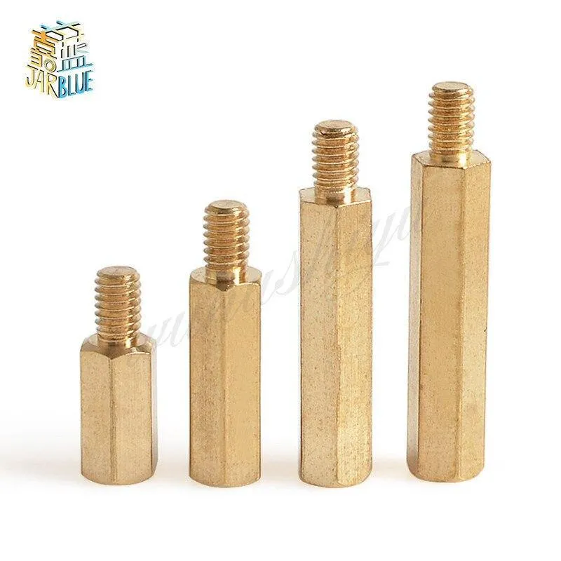 30Pcs M2.5 / M3 / M4 + 6mm Sechskantmutter Abstand Schraube Messing Gewindesäule PCB Abstandshalter