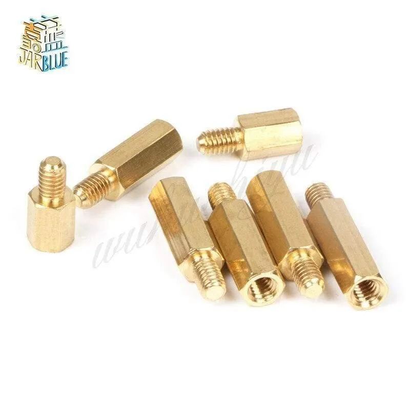 30Pcs M2.5 / M3 / M4 + 6mm Sechskantmutter Abstand Schraube Messing Gewindesäule PCB Abstandshalter