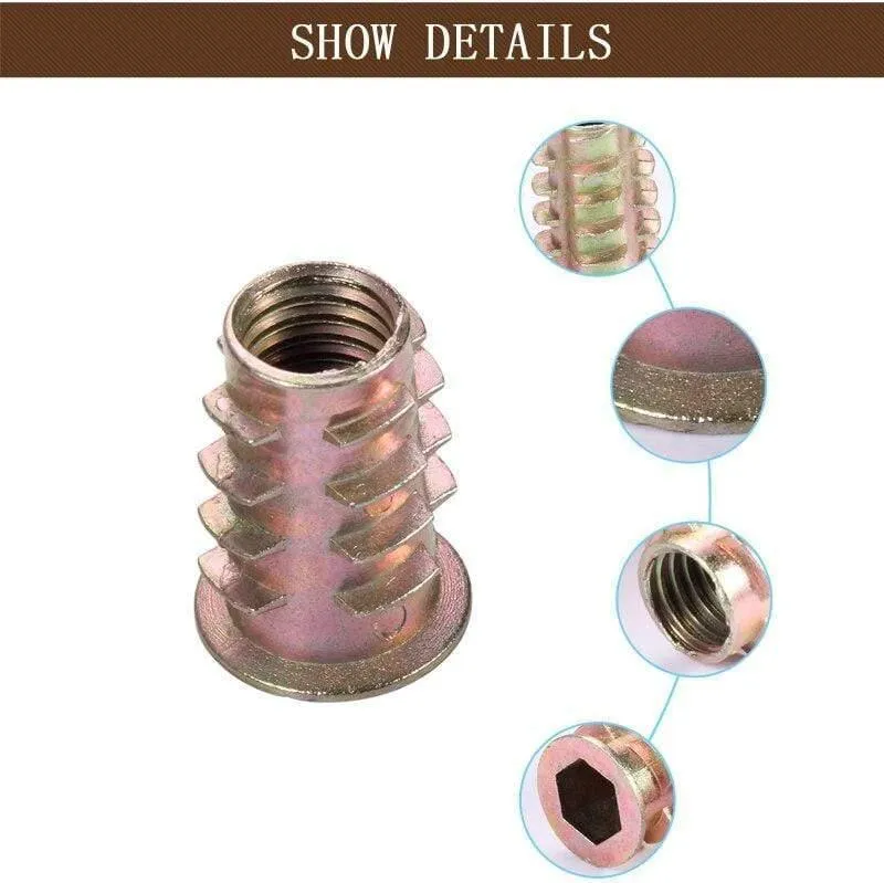 10Pcs Stecker Buchse Mutter Schraube Holzschrauben Sechskantbuchse Küchenmöbel Hardware Schrank Bettverbinder Schraube