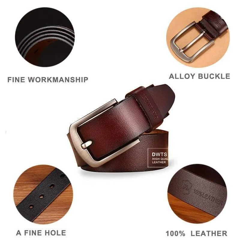 Herrengürtel Ledergürtel Herren Herren Echtes Lederband Luxus Anstecknadel Fancy Vintage Jeans Cintos Masculinos