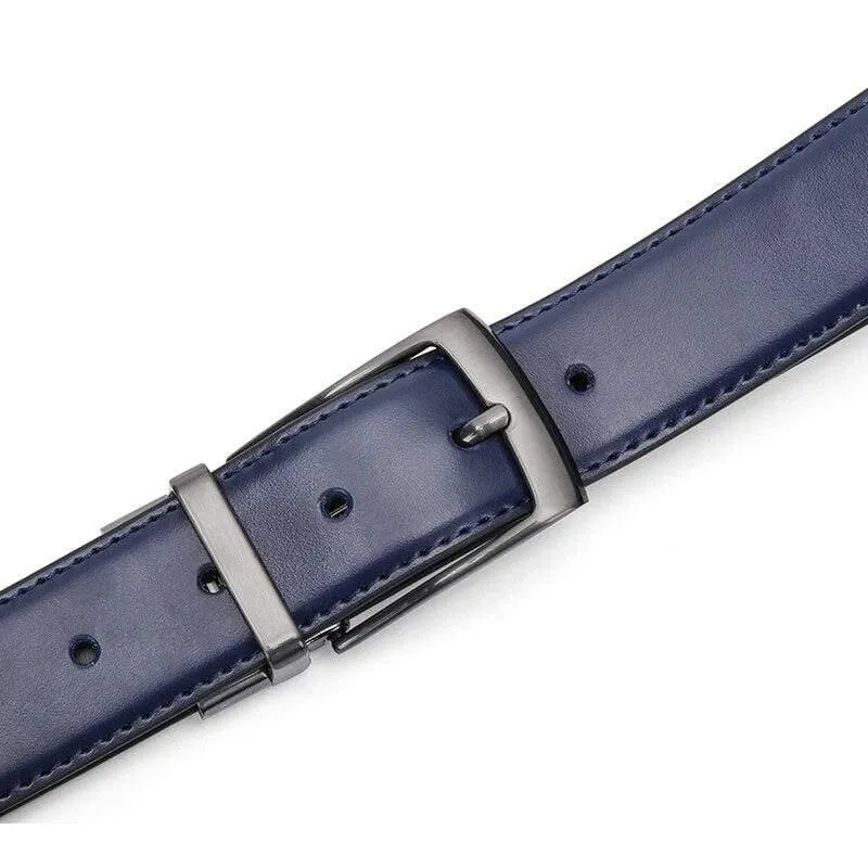 Mode Männlich Wendbarer Ledergürtel Herren Business Hosengürtel Echte Herren Ledergürtel Für Jeans Blau Dunkelbraun Schwarz