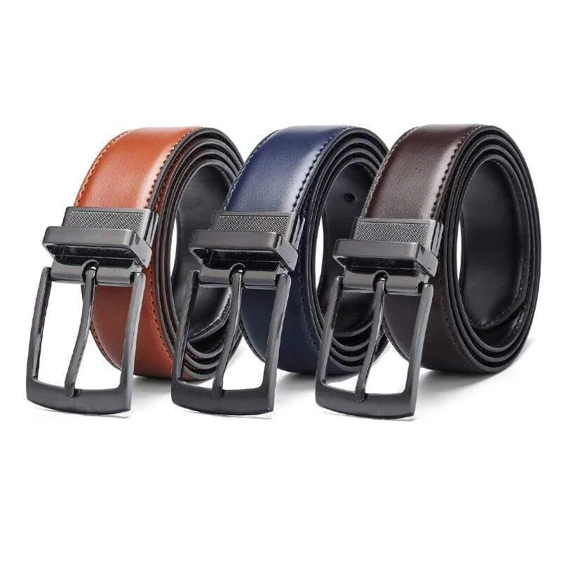 Mode Männlich Wendbarer Ledergürtel Herren Business Hosengürtel Echte Herren Ledergürtel Für Jeans Blau Dunkelbraun Schwarz