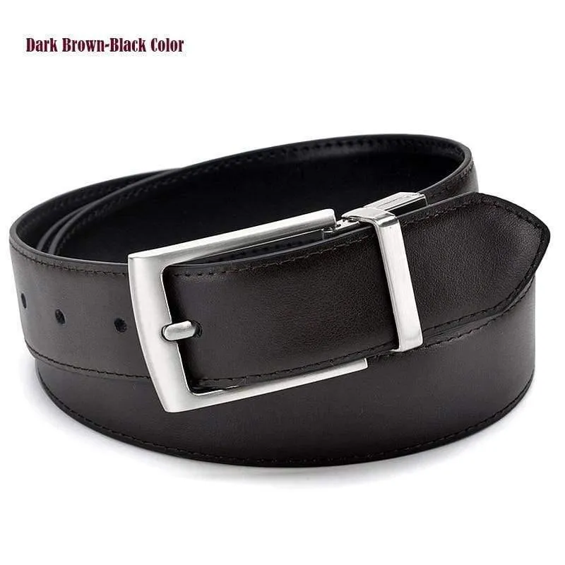 Mode Männlich Wendbarer Ledergürtel Herren Business Hosengürtel Echte Herren Ledergürtel Für Jeans Blau Dunkelbraun Schwarz