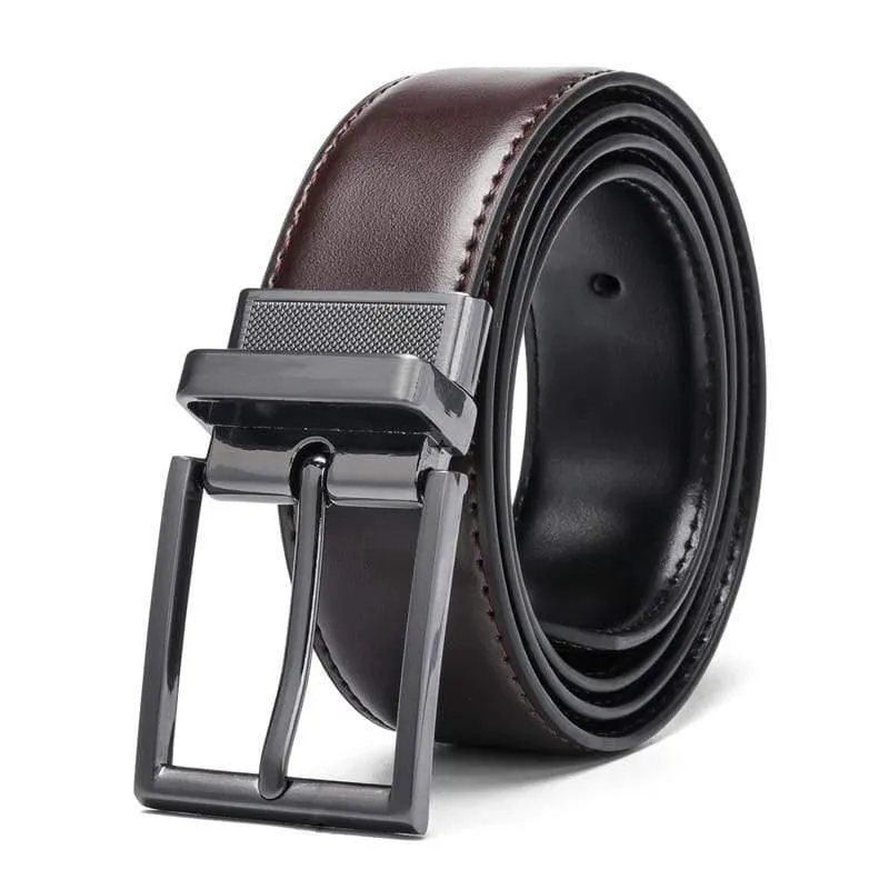 Mode Männlich Wendbarer Ledergürtel Herren Business Hosengürtel Echte Herren Ledergürtel Für Jeans Blau Dunkelbraun Schwarz
