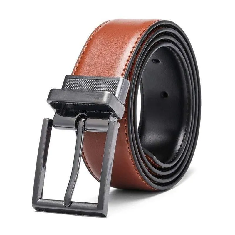 Mode Männlich Wendbarer Ledergürtel Herren Business Hosengürtel Echte Herren Ledergürtel Für Jeans Blau Dunkelbraun Schwarz