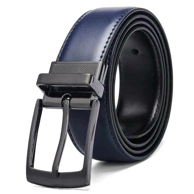 Mode Männlich Wendbarer Ledergürtel Herren Business Hosengürtel Echte Herren Ledergürtel Für Jeans Blau Dunkelbraun Schwarz