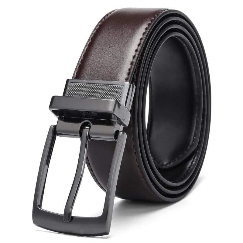 Mode Männlich Wendbarer Ledergürtel Herren Business Hosengürtel Echte Herren Ledergürtel Für Jeans Blau Dunkelbraun Schwarz