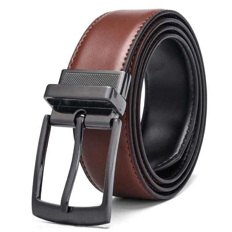 Mode Männlich Wendbarer Ledergürtel Herren Business Hosengürtel Echte Herren Ledergürtel Für Jeans Blau Dunkelbraun Schwarz