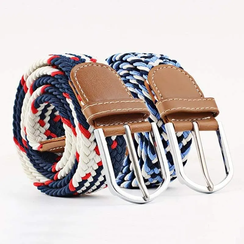 Mode Breiter Gürtel Für Männer Frauen Elastisch Gestrickte Zopf Jeans Kleid Gürtel Mit Leder Metallschnalle Lässiger Gürtel Für Unisex