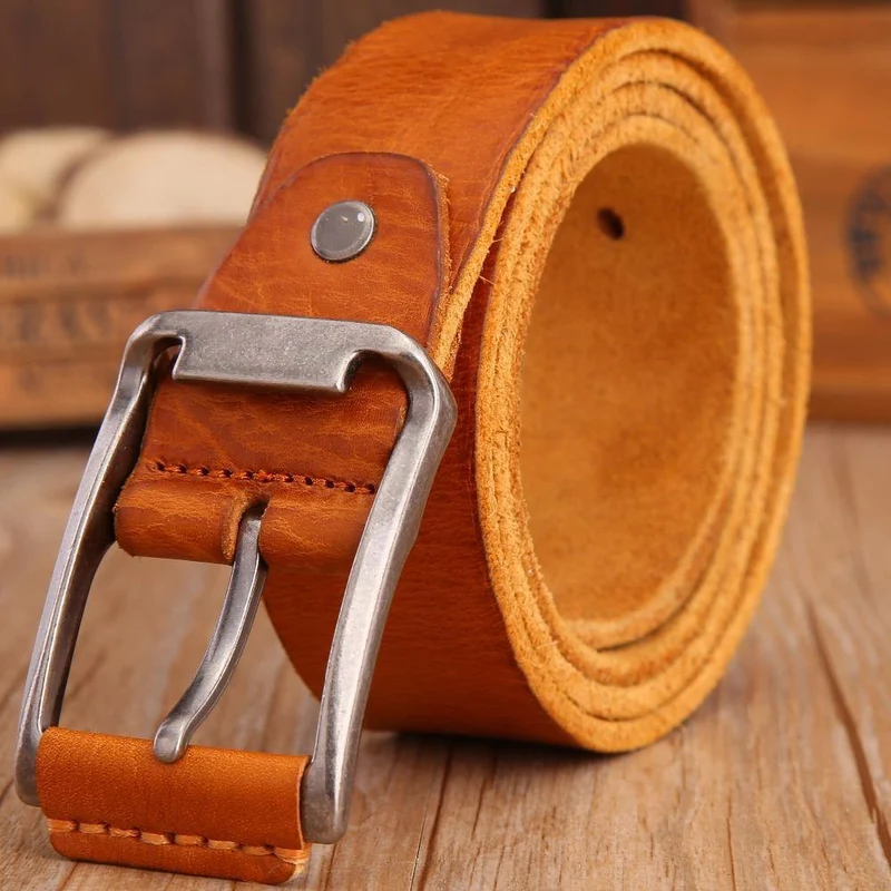 Gürtel Männer Hochwertiger Luxus 100% echtes Rindsleder Vollnarben Echtleder Kamel Cowboy 3.8 cm Maskulin Weich