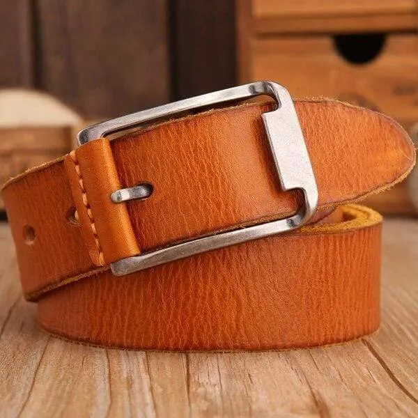 Gürtel Männer Hochwertiger Luxus 100% echtes Rindsleder Vollnarben Echtleder Kamel Cowboy 3.8 cm Maskulin Weich