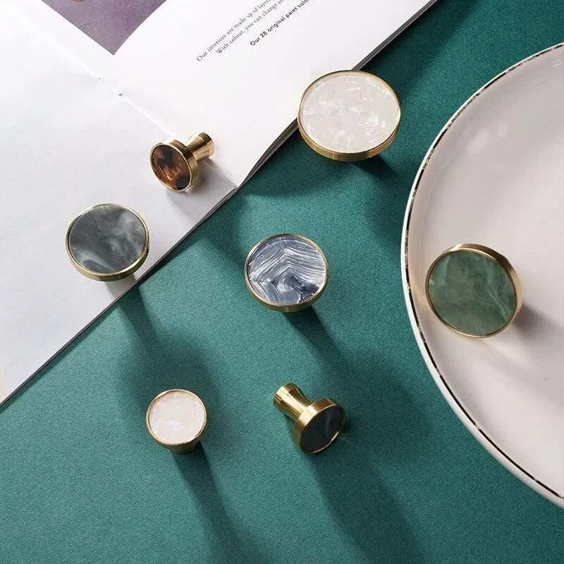 Messing Möbelgriffe Elegante Türgriffe und Griffe für Schrank Küche Schrank Schublade zieht Wandbehang Haken Shell Resin