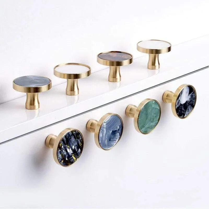 Messing Möbelgriffe Elegante Türgriffe und Griffe für Schrank Küche Schrank Schublade zieht Wandbehang Haken Shell Resin