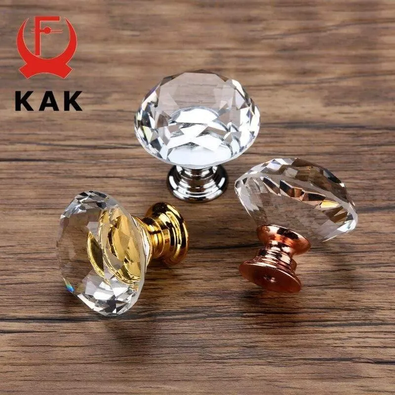 20-40mm Diamantform Design Kristallglas Knöpfe Schrank Schublade Pull Küchenschranktür Kleiderschrank Griffe Hardware