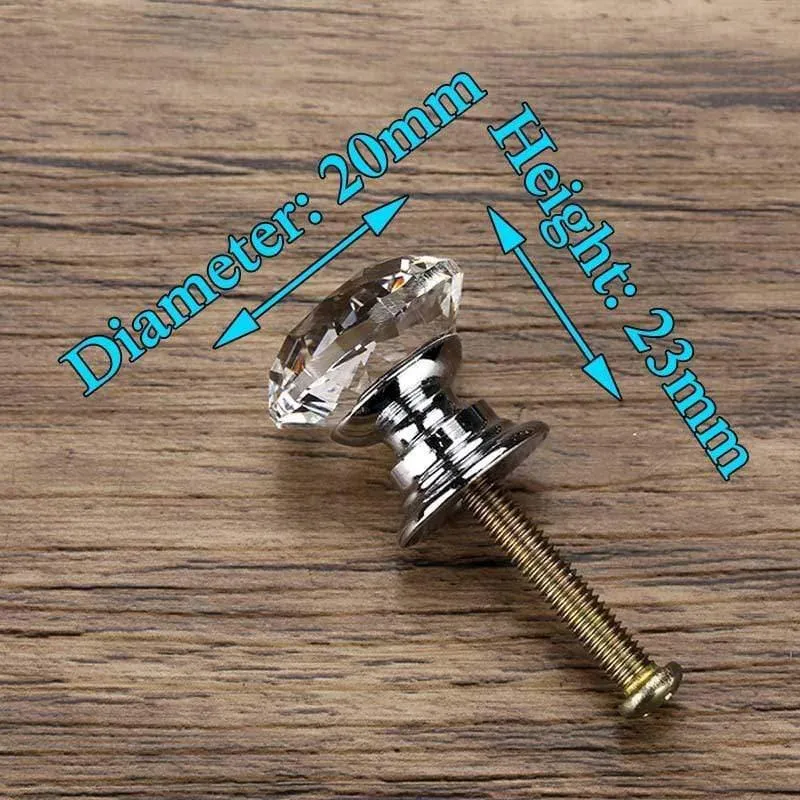20-40mm Diamantform Design Kristallglas Knöpfe Schrank Schublade Pull Küchenschranktür Kleiderschrank Griffe Hardware