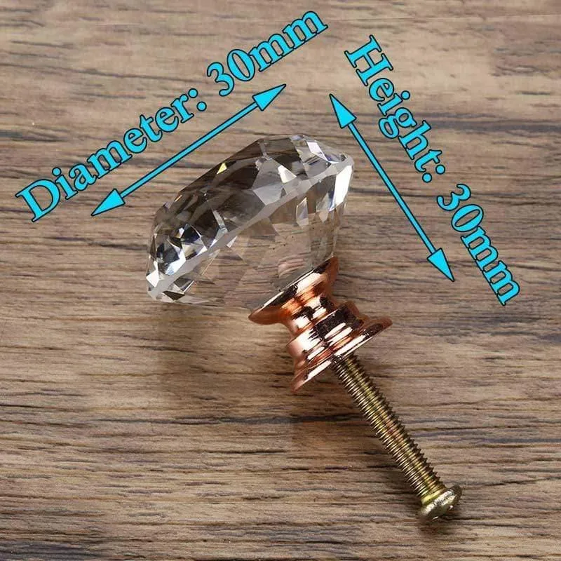 20-40mm Diamantform Design Kristallglas Knöpfe Schrank Schublade Pull Küchenschranktür Kleiderschrank Griffe Hardware