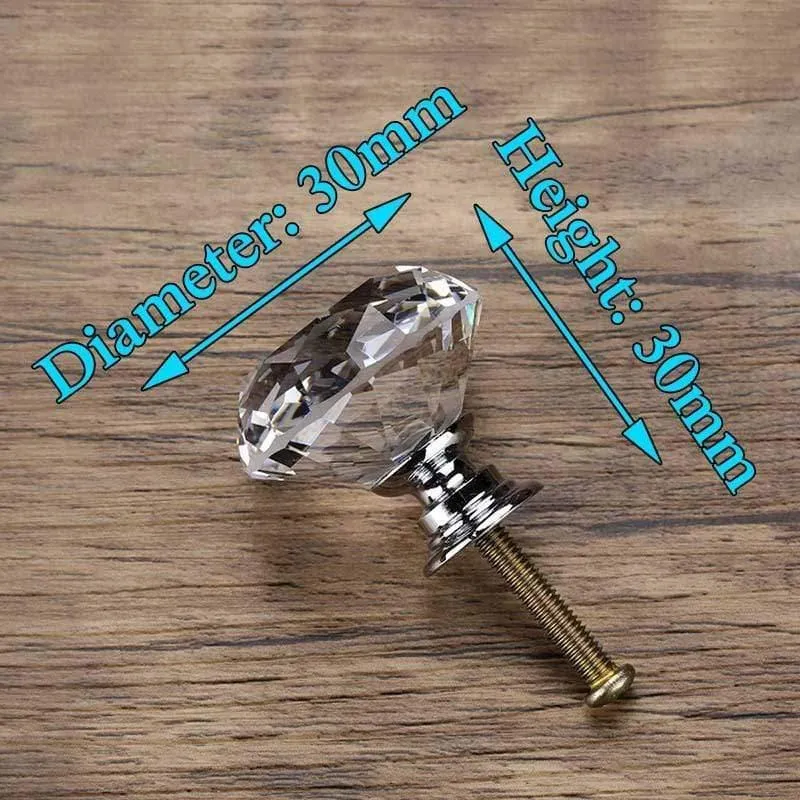20-40mm Diamantform Design Kristallglas Knöpfe Schrank Schublade Pull Küchenschranktür Kleiderschrank Griffe Hardware