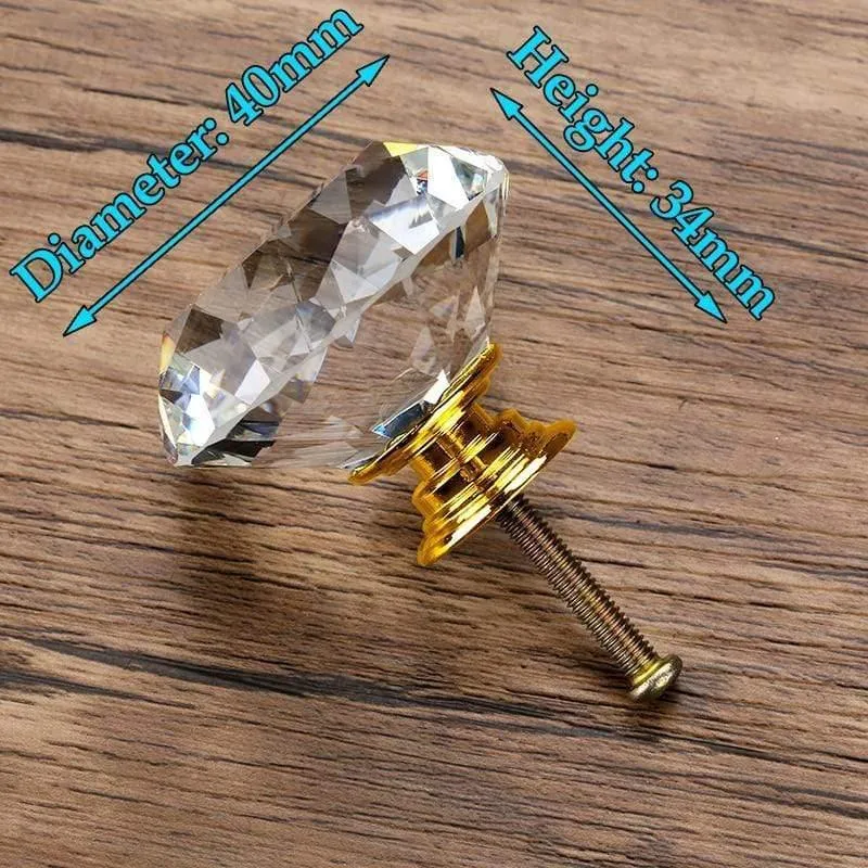 20-40mm Diamantform Design Kristallglas Knöpfe Schrank Schublade Pull Küchenschranktür Kleiderschrank Griffe Hardware