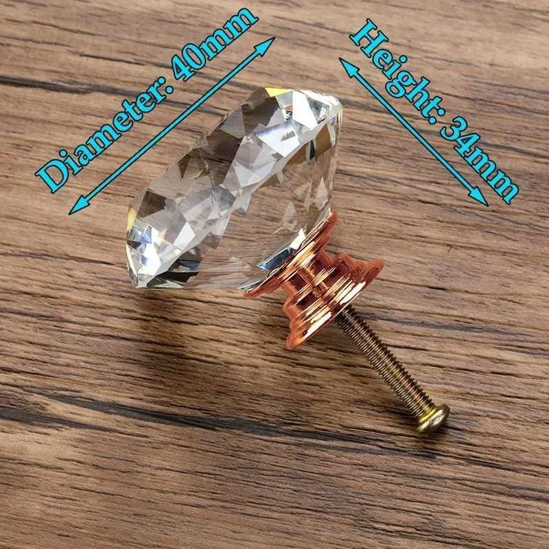 20-40mm Diamantform Design Kristallglas Knöpfe Schrank Schublade Pull Küchenschranktür Kleiderschrank Griffe Hardware