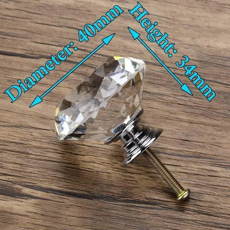20-40mm Diamantform Design Kristallglas Knöpfe Schrank Schublade Pull Küchenschranktür Kleiderschrank Griffe Hardware