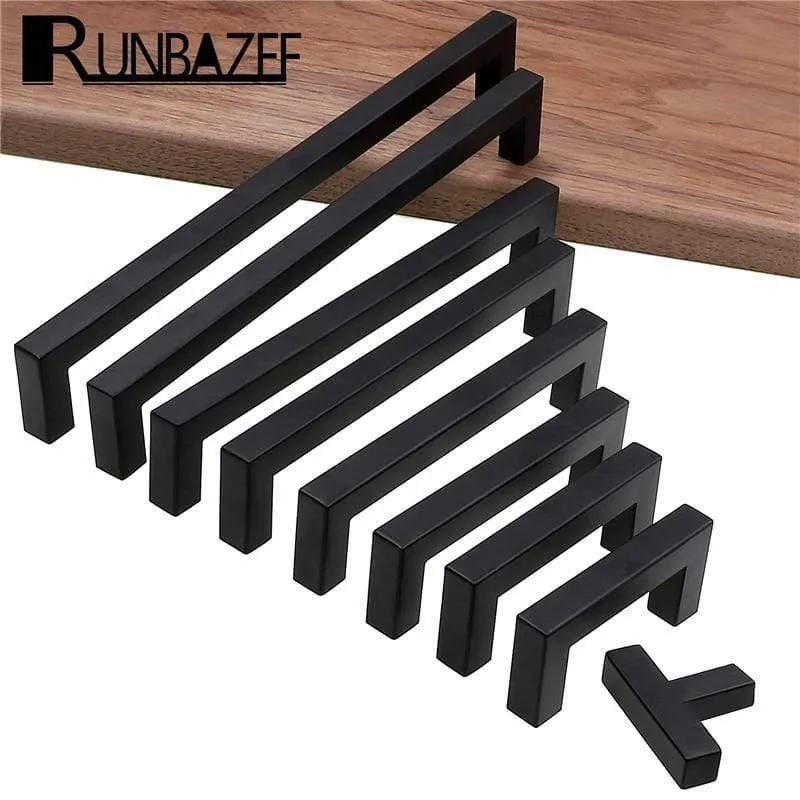 Moderne schwarze Kabinett Griff quadratische Möbel Hardware Edelstahl Küchentür Knöpfe Schrank Kleiderschrank Schublade zieht