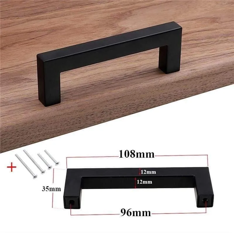 Moderne schwarze Kabinett Griff quadratische Möbel Hardware Edelstahl Küchentür Knöpfe Schrank Kleiderschrank Schublade zieht