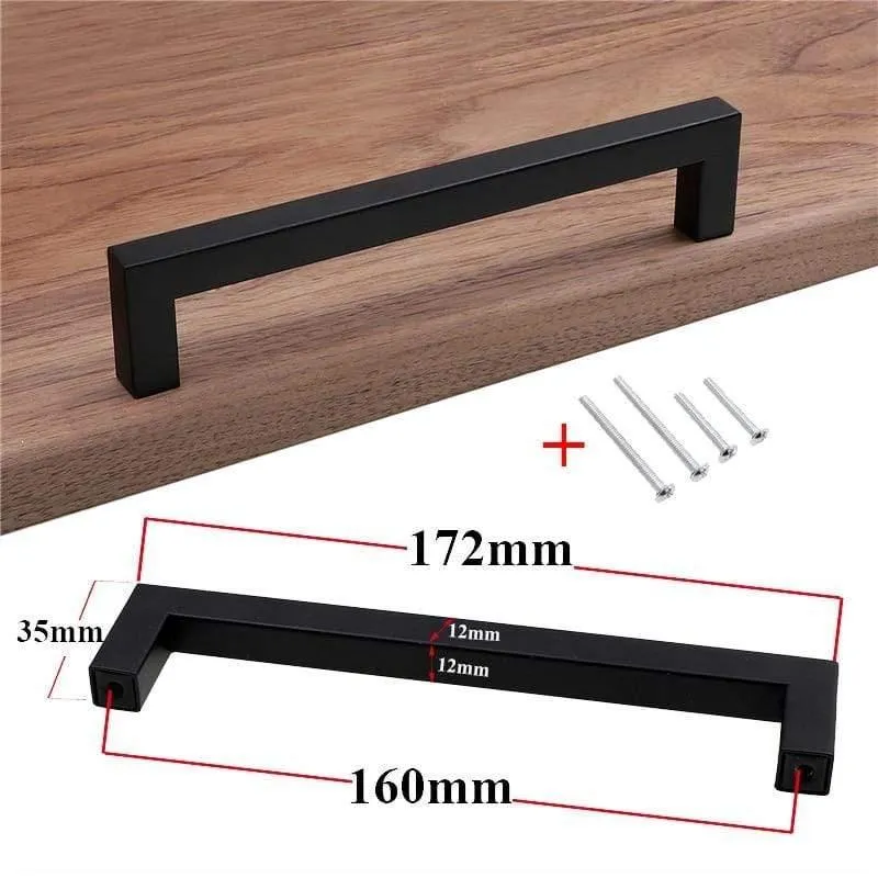Moderne schwarze Kabinett Griff quadratische Möbel Hardware Edelstahl Küchentür Knöpfe Schrank Kleiderschrank Schublade zieht