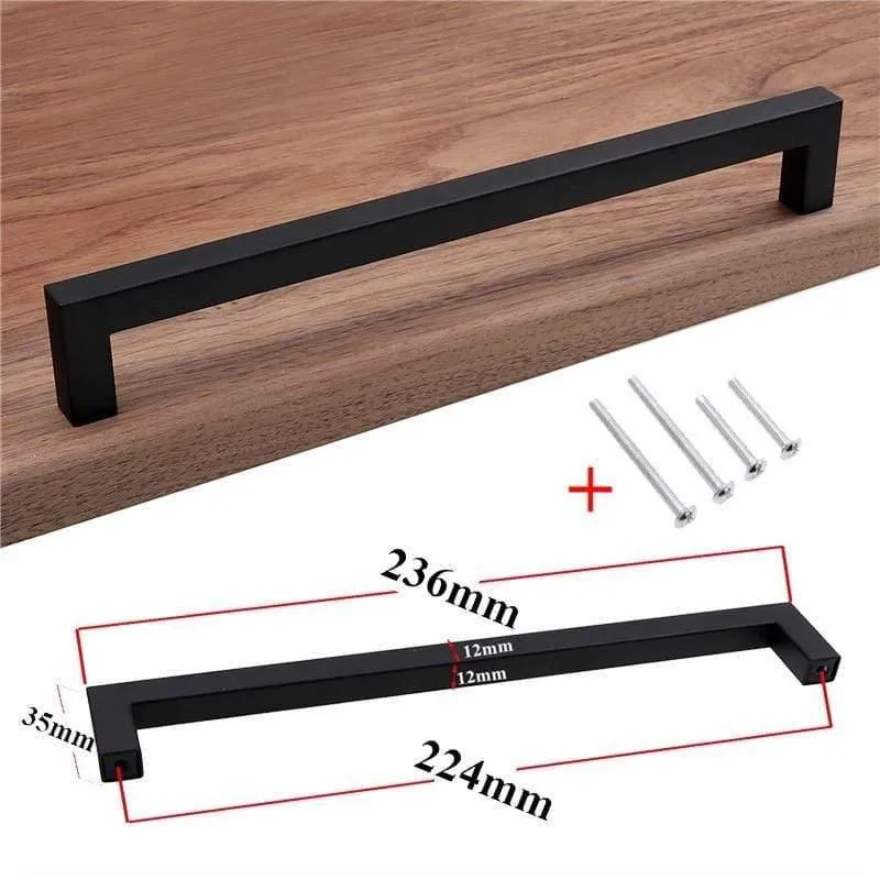 Moderne schwarze Kabinett Griff quadratische Möbel Hardware Edelstahl Küchentür Knöpfe Schrank Kleiderschrank Schublade zieht