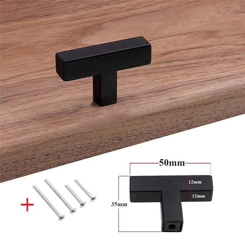 Moderne schwarze Kabinett Griff quadratische Möbel Hardware Edelstahl Küchentür Knöpfe Schrank Kleiderschrank Schublade zieht
