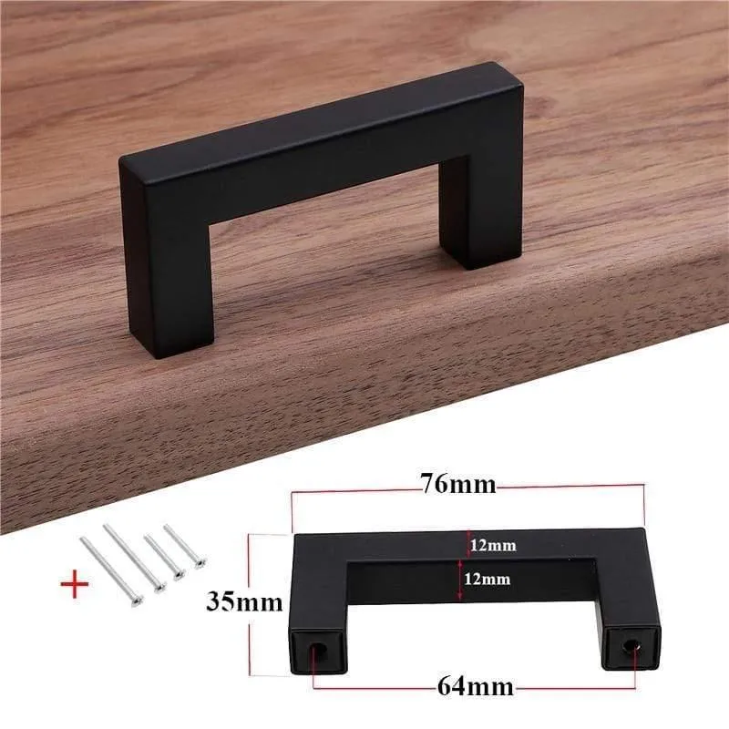 Moderne schwarze Kabinett Griff quadratische Möbel Hardware Edelstahl Küchentür Knöpfe Schrank Kleiderschrank Schublade zieht