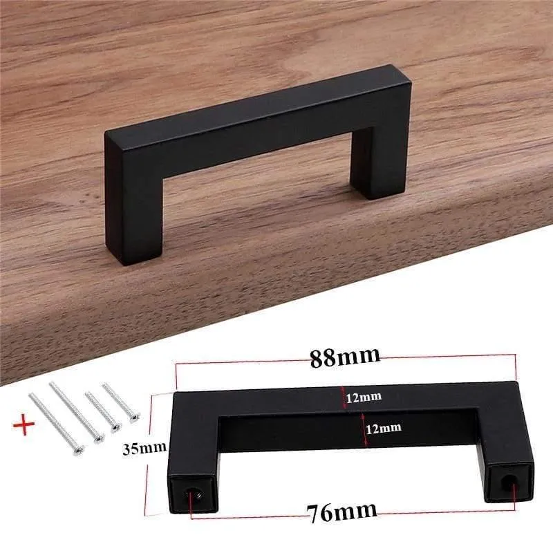 Moderne schwarze Kabinett Griff quadratische Möbel Hardware Edelstahl Küchentür Knöpfe Schrank Kleiderschrank Schublade zieht