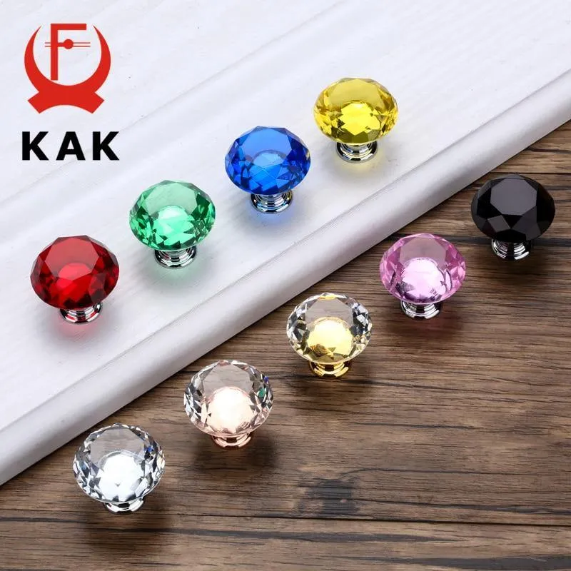 30mm Diamantform Design Kristallglas Knöpfe Schrank zieht Schubladenknöpfe Küchenschrank Griffe Möbelgriff Hardware