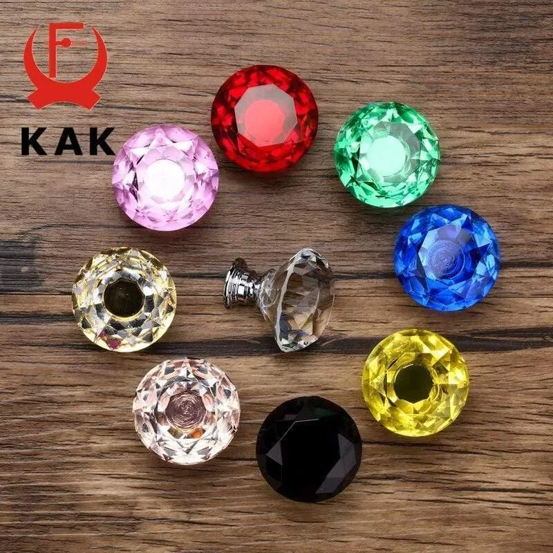30mm Diamantform Design Kristallglas Knöpfe Schrank zieht Schubladenknöpfe Küchenschrank Griffe Möbelgriff Hardware