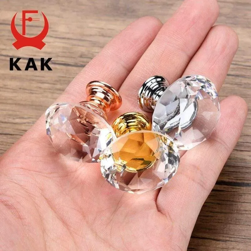 30mm Diamantform Design Kristallglas Knöpfe Schrank zieht Schubladenknöpfe Küchenschrank Griffe Möbelgriff Hardware