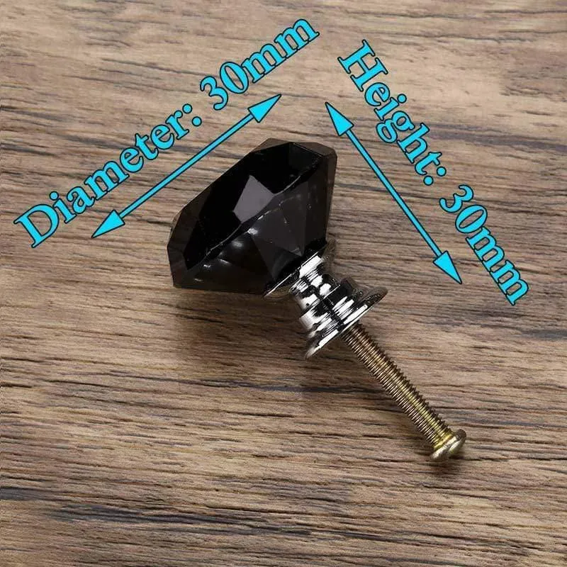30mm Diamantform Design Kristallglas Knöpfe Schrank zieht Schubladenknöpfe Küchenschrank Griffe Möbelgriff Hardware