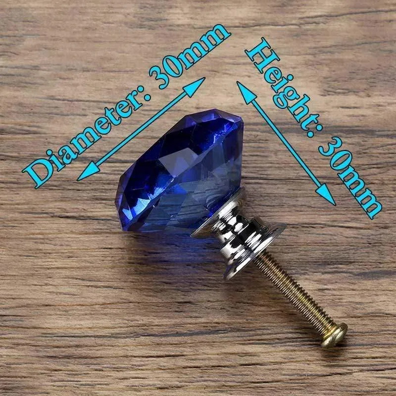 30mm Diamantform Design Kristallglas Knöpfe Schrank zieht Schubladenknöpfe Küchenschrank Griffe Möbelgriff Hardware